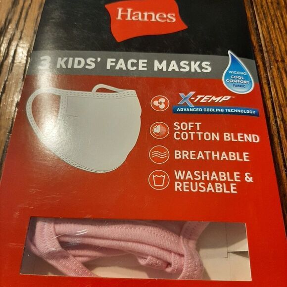 New NINE Hanes X-Temp Kids 5-12 Facemasks- 6 Pink 3 White Cooling Techno… - Picture 3 of 5